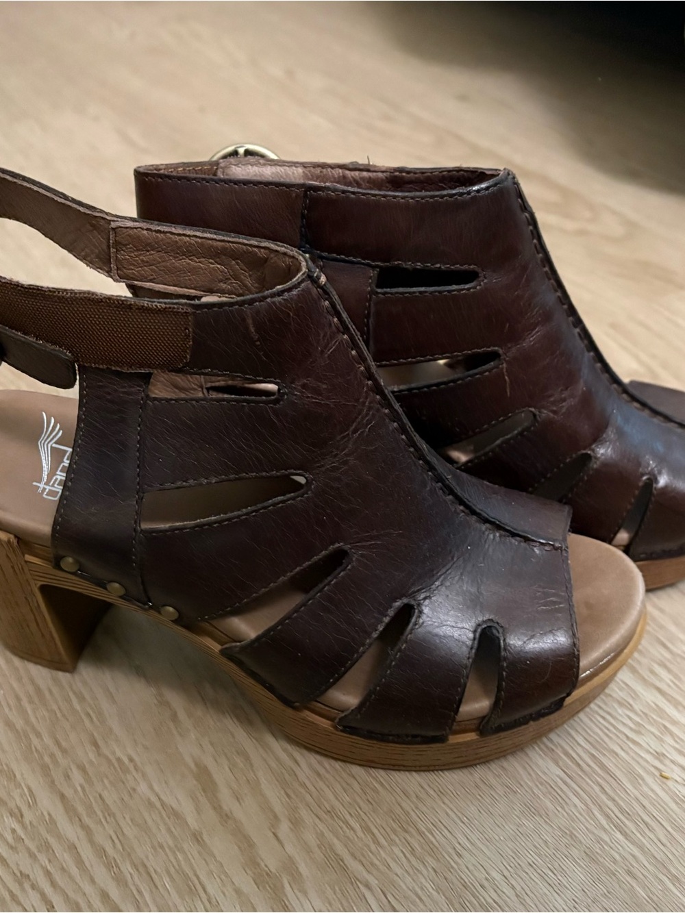 Dansko Dark Brown Leather Heeled Sandals